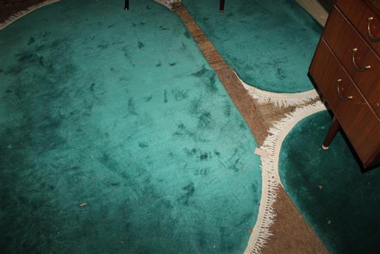 3 various Chinese green ground rugs